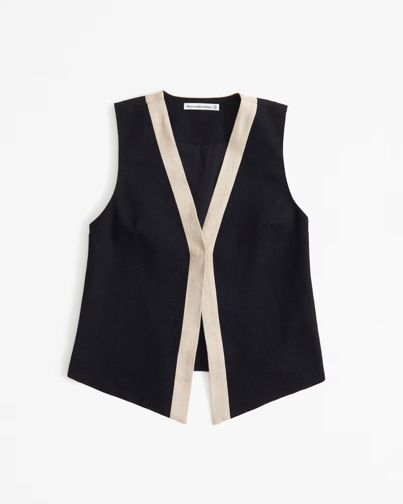 Linen-Blend Colorblock Vest | Abercrombie & Fitch (US)