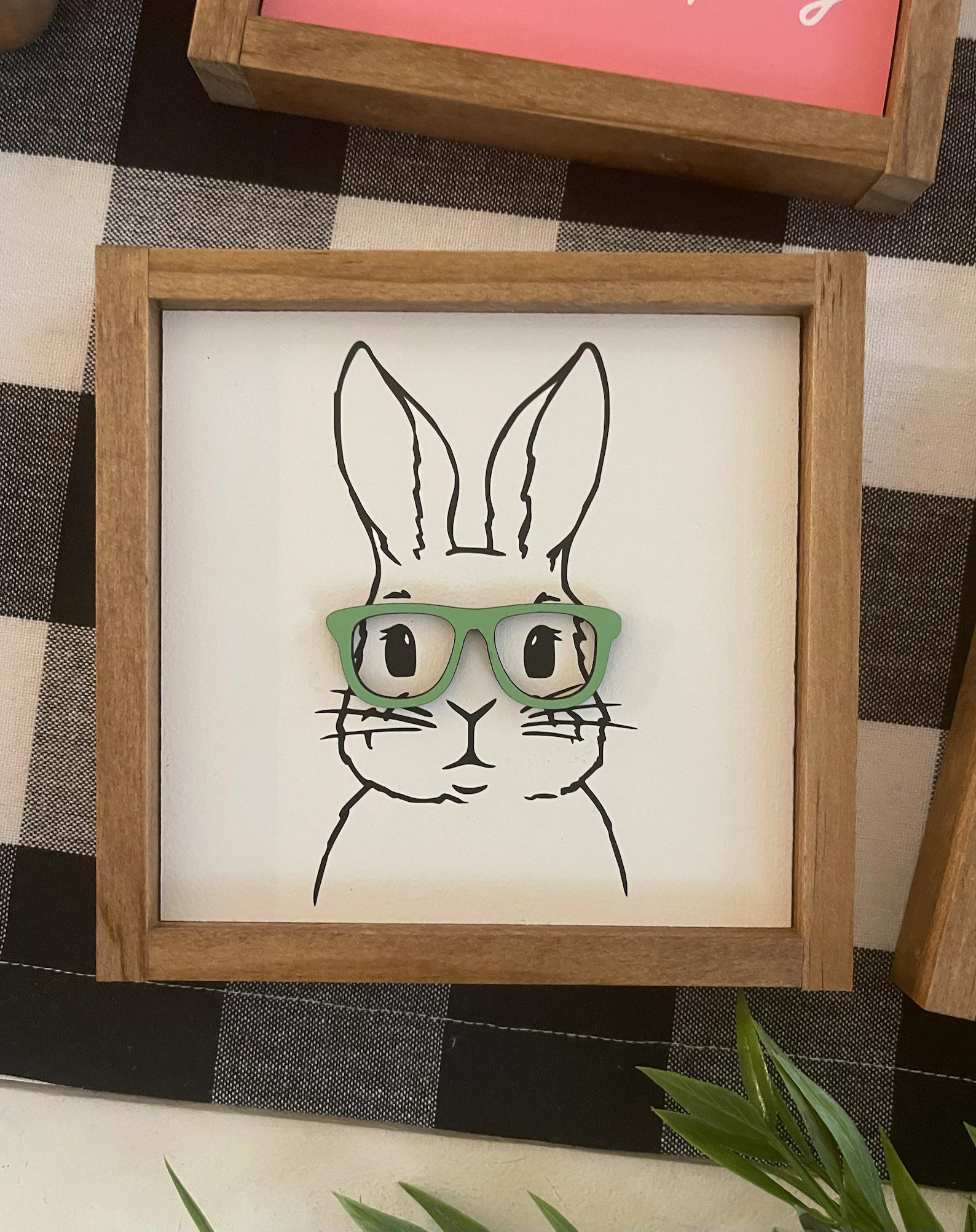 Easter wooden signs / bunny with glasses / happy easter / hello spring | Etsy (US)