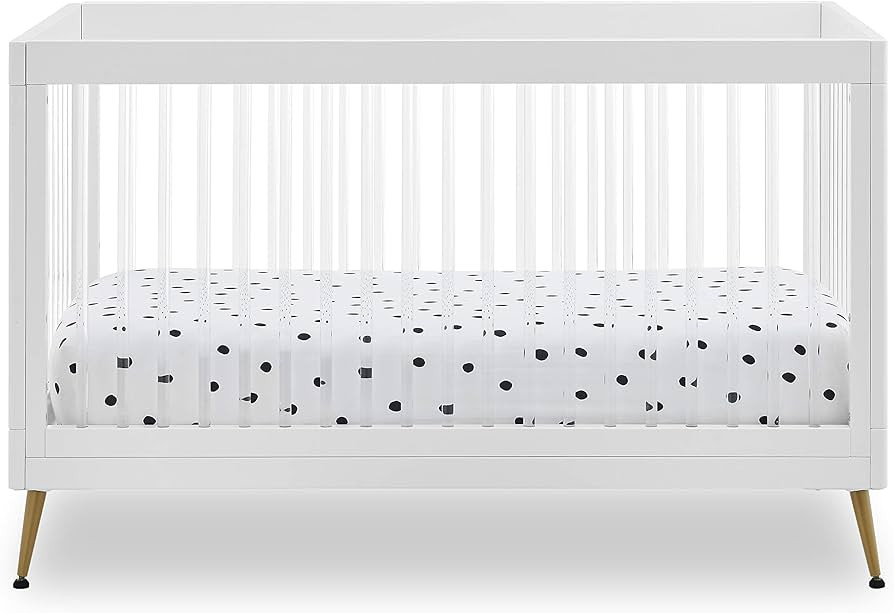 Delta Children Sloane 4-in-1 Acrylic Convertible Crib - Includes Conversion Rails, Bianca White w... | Amazon (US)