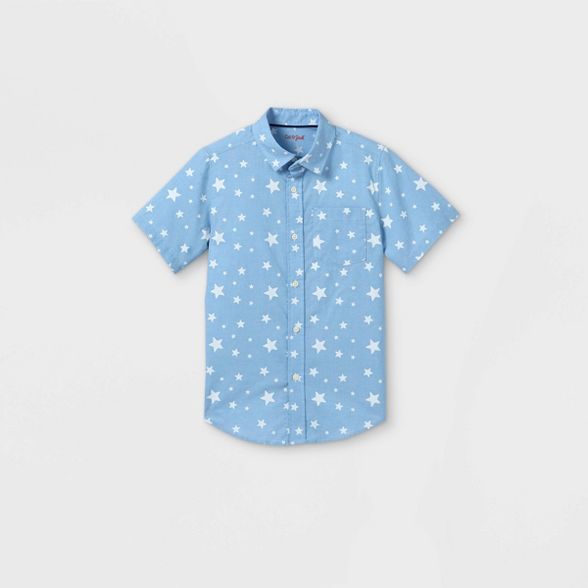 Boys' Button-Down Short Sleeve Shirt - Cat & Jack™ Light Blue | Target
