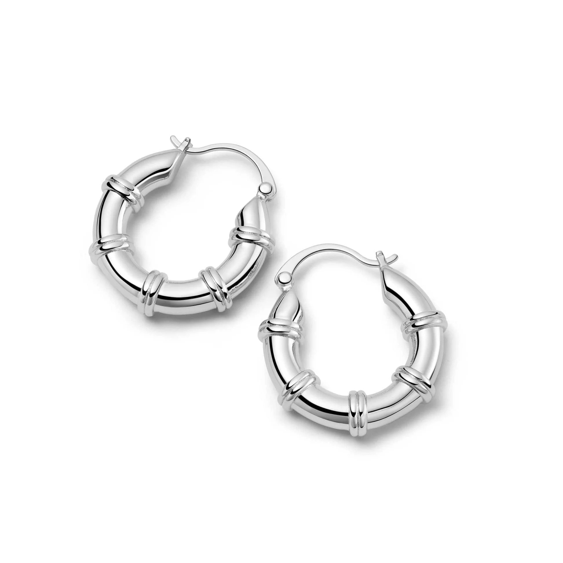 Polly Chunky Hoop Earrings Silver Plate | Daisy London Jewellery