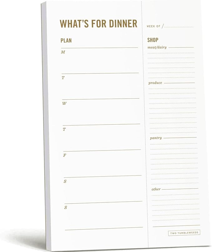 Two Tumbleweeds Meal Planning Notepad - What's for Dinner Weekly Meal Planner and Grocery List Ma... | Amazon (US)