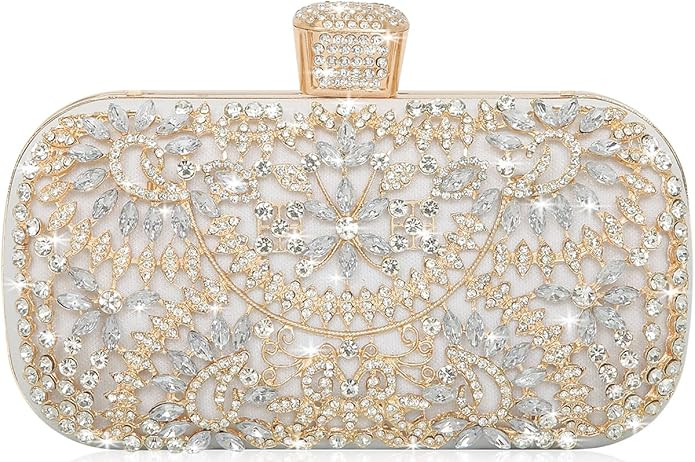 Covelin Women's Rhinestone Decorated Evening Bag, Tote Shoulder Crossbody Handbag with Chain | Amazon (US)