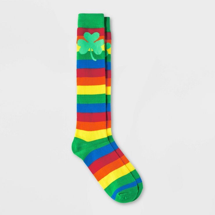 Women's Rainbow Shamrock St. Patrick's Day Knee High Socks - Assorted Colors 4-10 | Target
