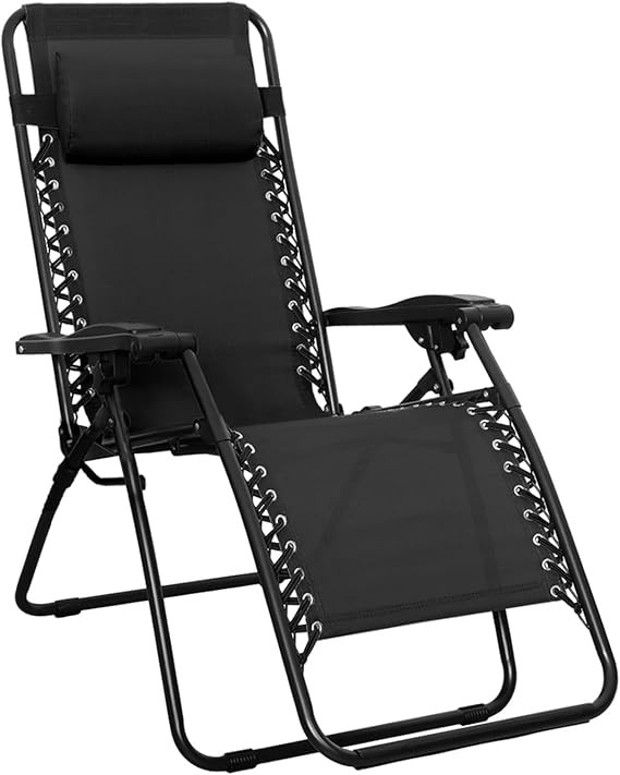 Amazon Basics Zero Gravity Lounge Chair with Pillow, Foldable Outdoor Reclining Chair for Patio a... | Amazon (US)