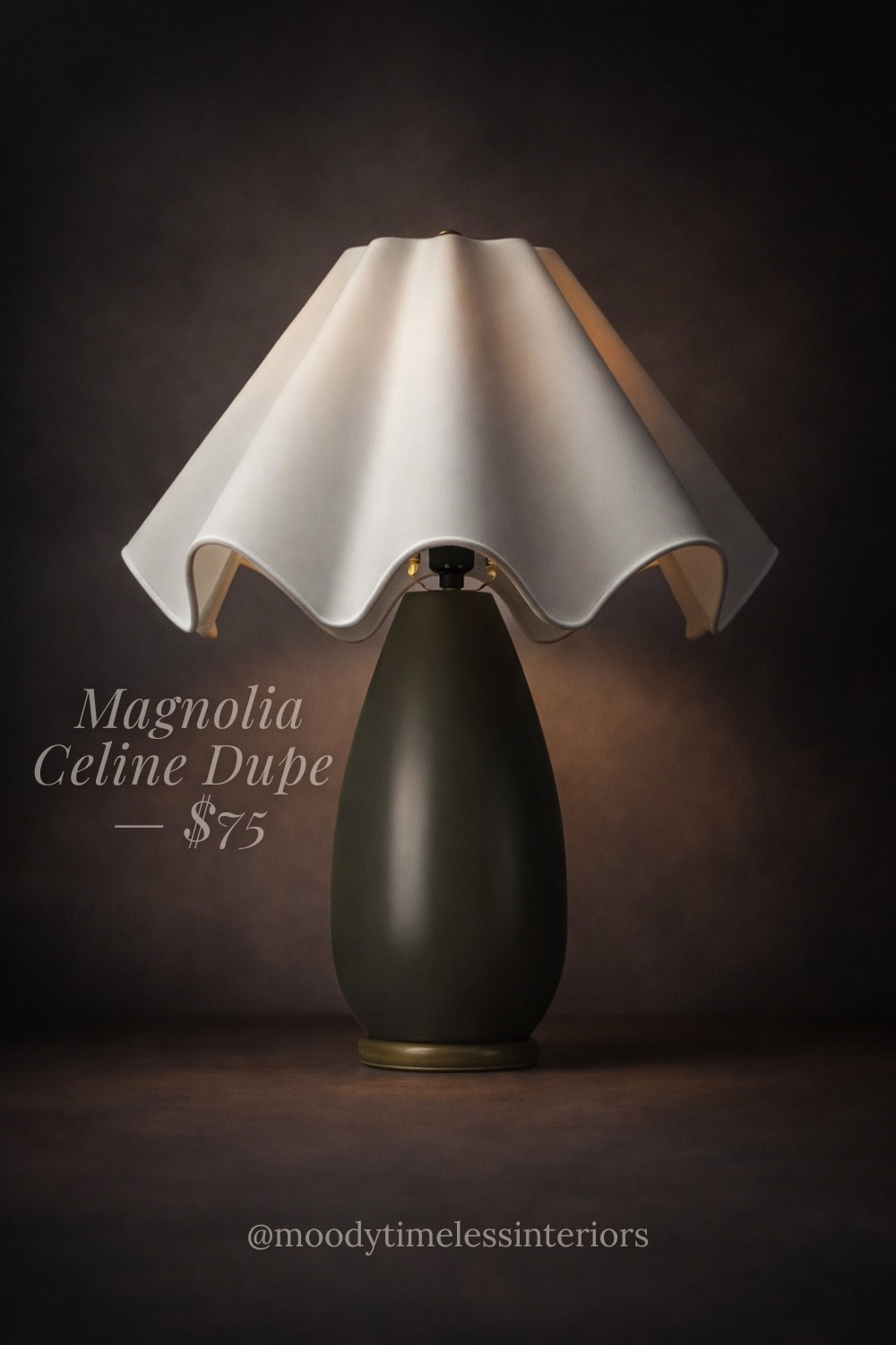 The lamp that stops the scroll every time. 🖤 This scalloped shade + dark matte base + brass footing combo looks like it belongs in a $10K designed room — and it’s just $75. This is the Magnolia Celine dupe you’ve been waiting for, and it comes in Green and White.
A forever piece. Linked in my LTK — check availability near you! 🤎
#LTKhome #LTKfindsunder100 #LTKstyled

#LTKHome