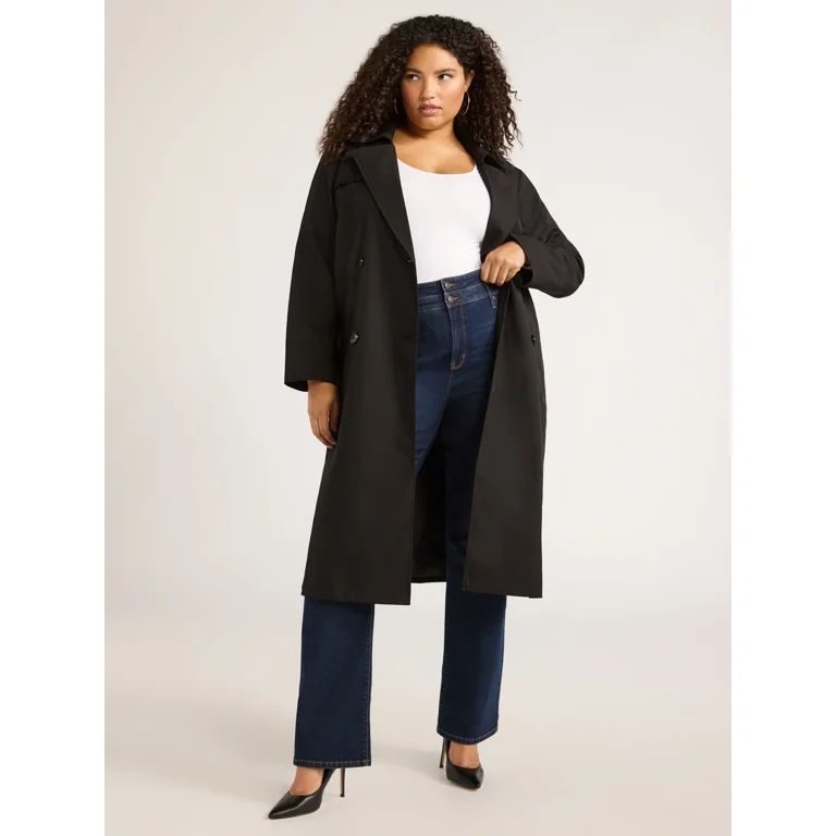 Sofia Jeans Women's and Women's Plus Size Double Breasted Trench Coat, Sizes XS-5X | Walmart (US)