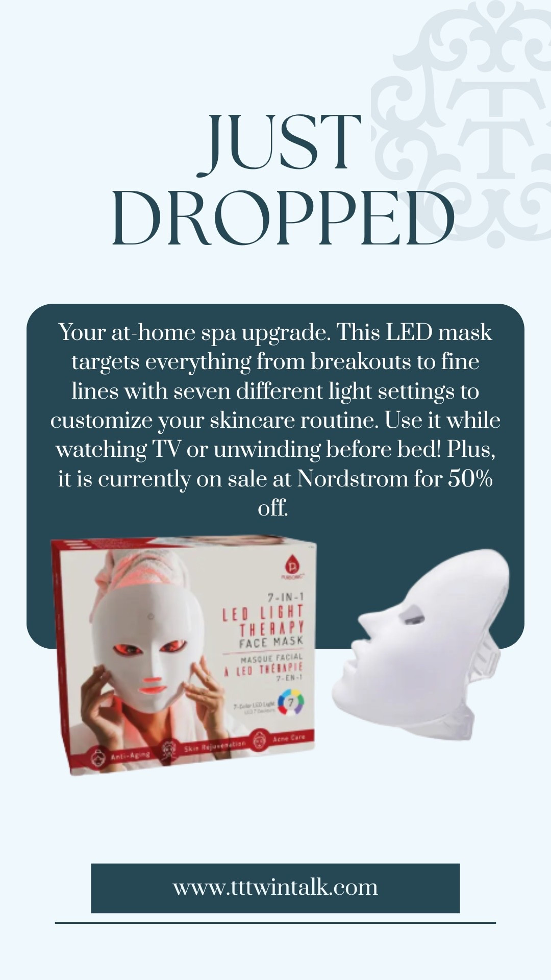Your at-home spa upgrade. This LED mask targets everything from breakouts to fine lines with seven different light settings to customize your skincare routine. Use it while watching TV or unwinding before bed! Plus, it is currently on sale at Nordstrom for 50% off.

#LTKGiftGuide #LTKBeauty #LTKHoliday