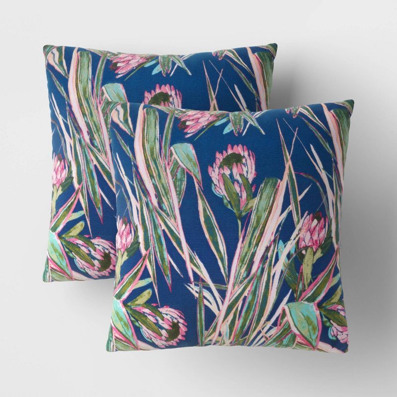 2pk DuraSeason Fabric™ Outdoor Throw Pillow Protea Flower - Threshold™ | Target