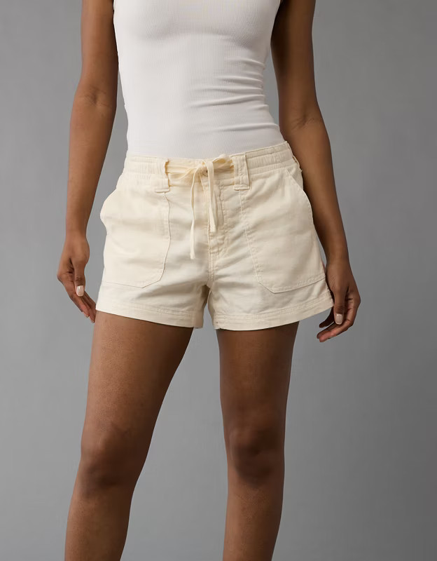 AE Dreamy Drape Linen-Blend Carpenter Short | American Eagle Outfitters (US & CA)