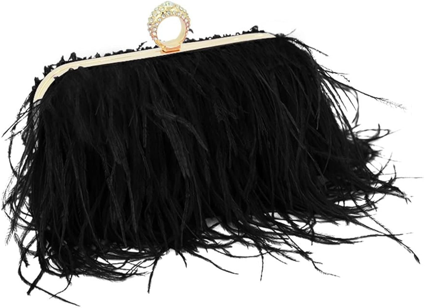 Women Ostrich Feather Purse Ostrich Tote Bag Fluffy Feather Purse Fringe Clutch Evening Handbag f... | Amazon (US)