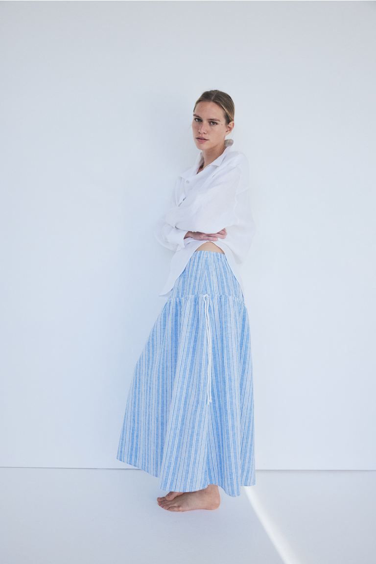 Linen-blend drawstring-detail skirt | H&M (UK, MY, IN, SG, PH, TW, HK)