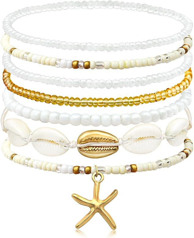 Handmade Summer String Bracelets for Women Boho Braided Bracelets Adjustable Boho Beaded Bracelet... | Amazon (US)