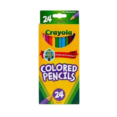 Crayola 24ct Pre-Sharpened Colored Pencils: Multicolor Wax & Wood, Non-Toxic, School Supplies for Kids, 3.3mm Point | Target