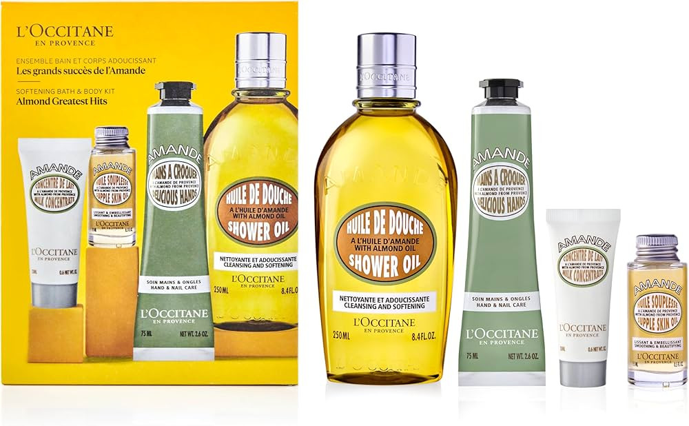 L'OCCITANE Almond Greatest Hits: Softening Bath & Body Kit, Almond Shower Oil, Almond Hand Cream,... | Amazon (US)