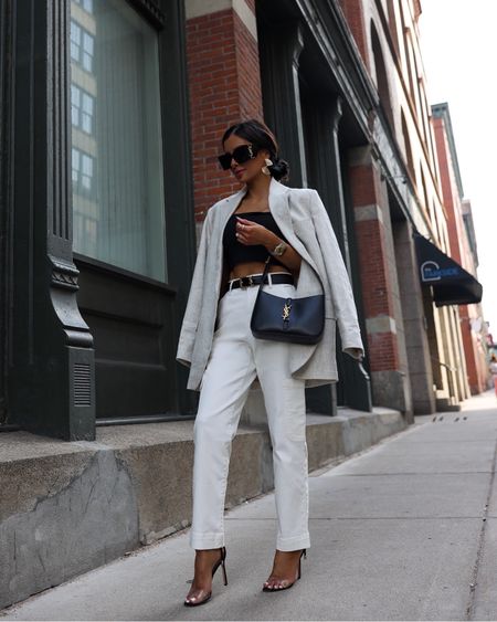 Chic modern Summer outfit ideas 
Mango linen blazer wearing an XS
Black tube top via Nordstrom wearing an XS
Walmart white cargo pants wearing a 0
Saint Laurent belt
Saint Laurent sunglasses



#LTKstyletip #LTKunder100 #LTKunder50