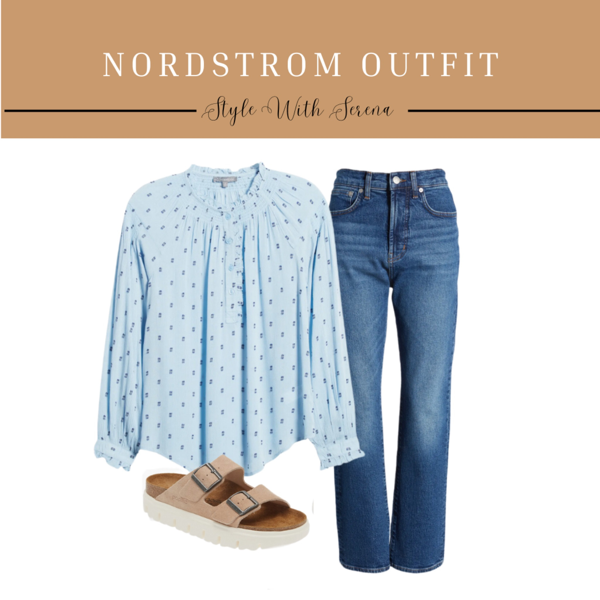 Nordstrom outfit, Nordstrom finds, printed blouse, denim, sandals, teacher outfit 

#LTKFindsUnder100 #LTKOver40 #LTKSeasonal