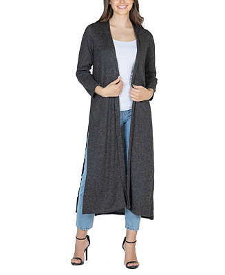 24seven Comfort Apparel Women's Long Duster Open Front Knit Cardigan Jacket - Macy's | Macy's