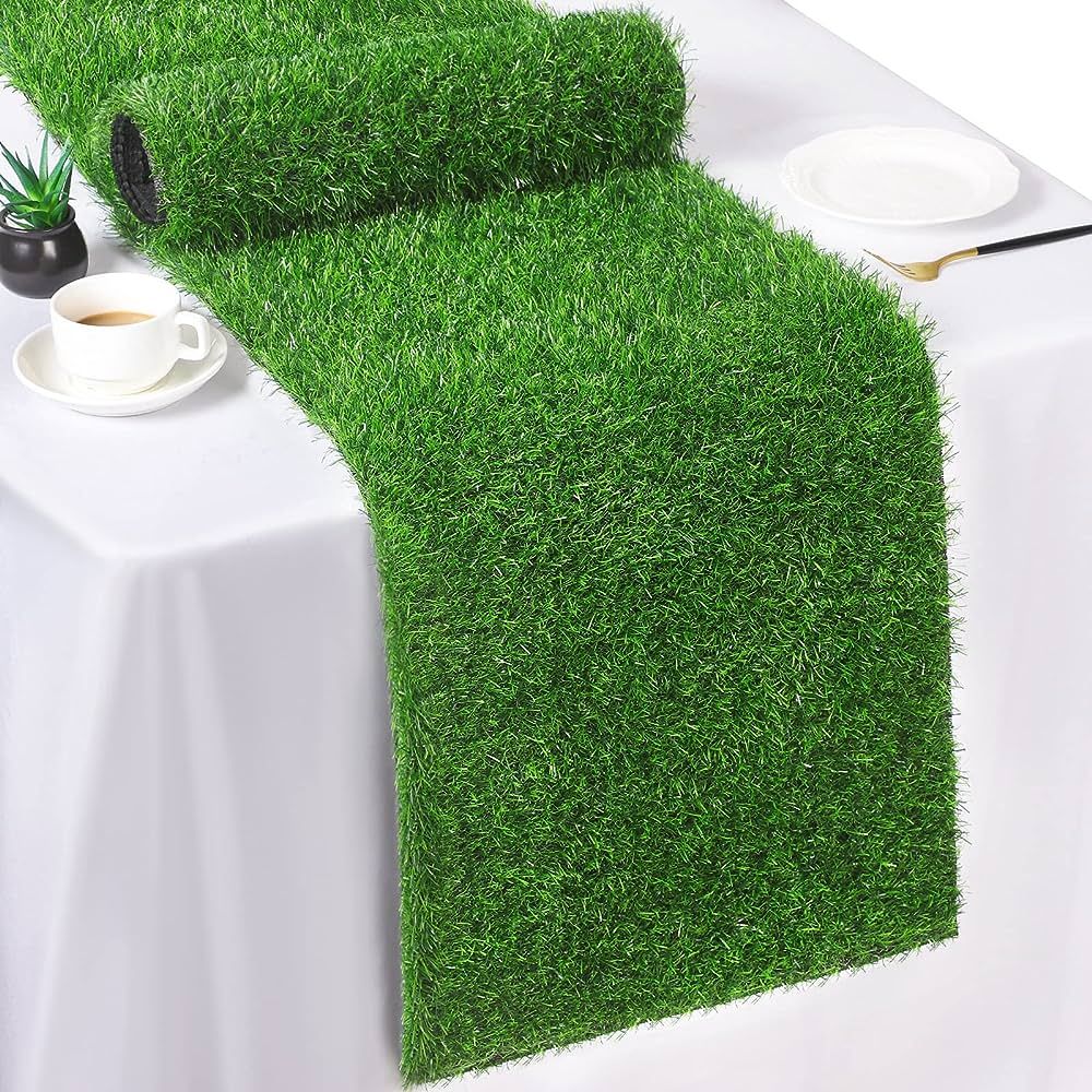 TURSTIN Artificial Grass Table Runners 14 x 48 Inch Green Grass Tabletop Synthetic Grass Carpet R... | Amazon (US)