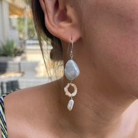 Large Pearl Dangle Earrings, Baroque With Shell Beachy Summer Gift Her | Etsy (US)