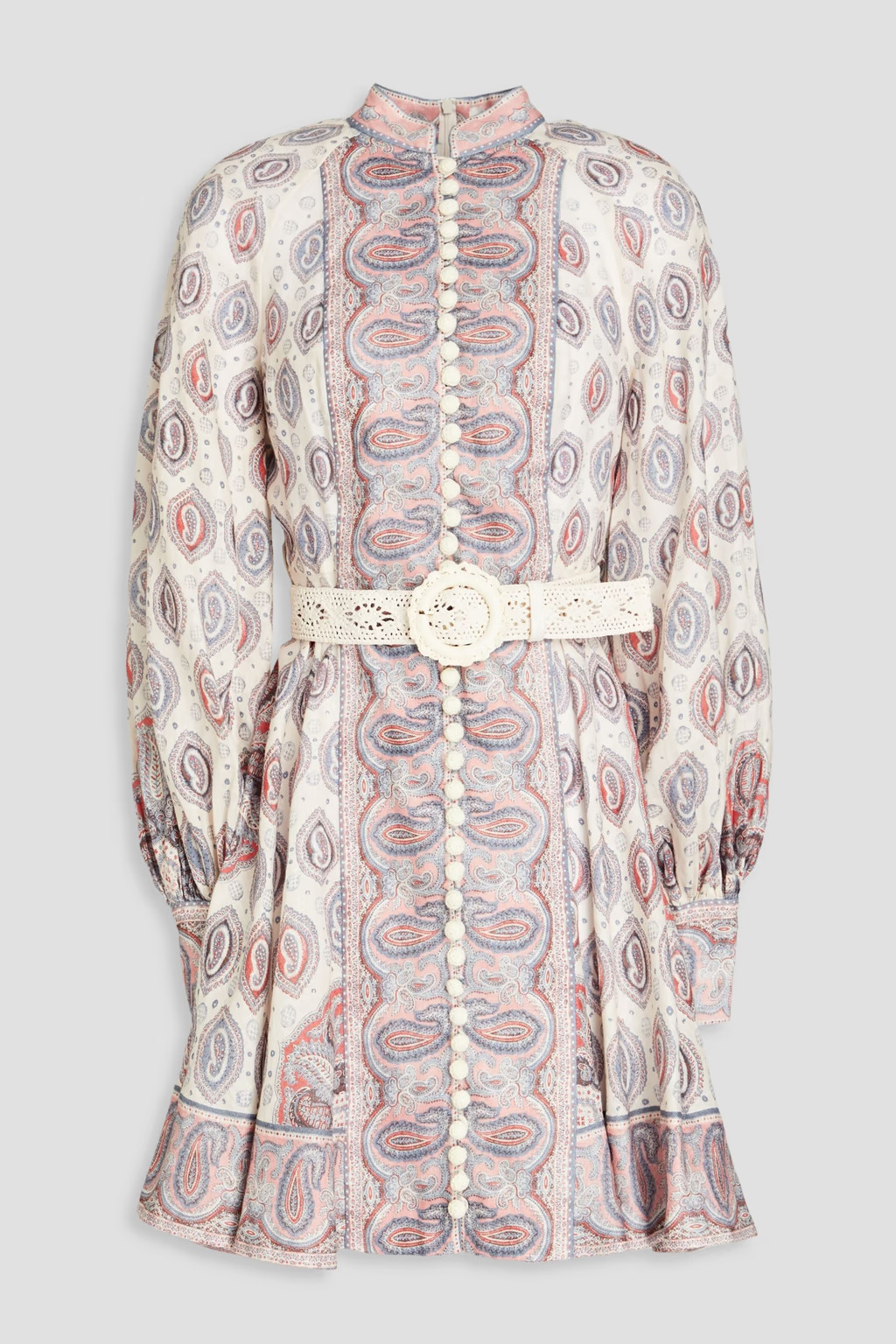 Belted paisley-print linen mini dress | The Outnet (US and CA)