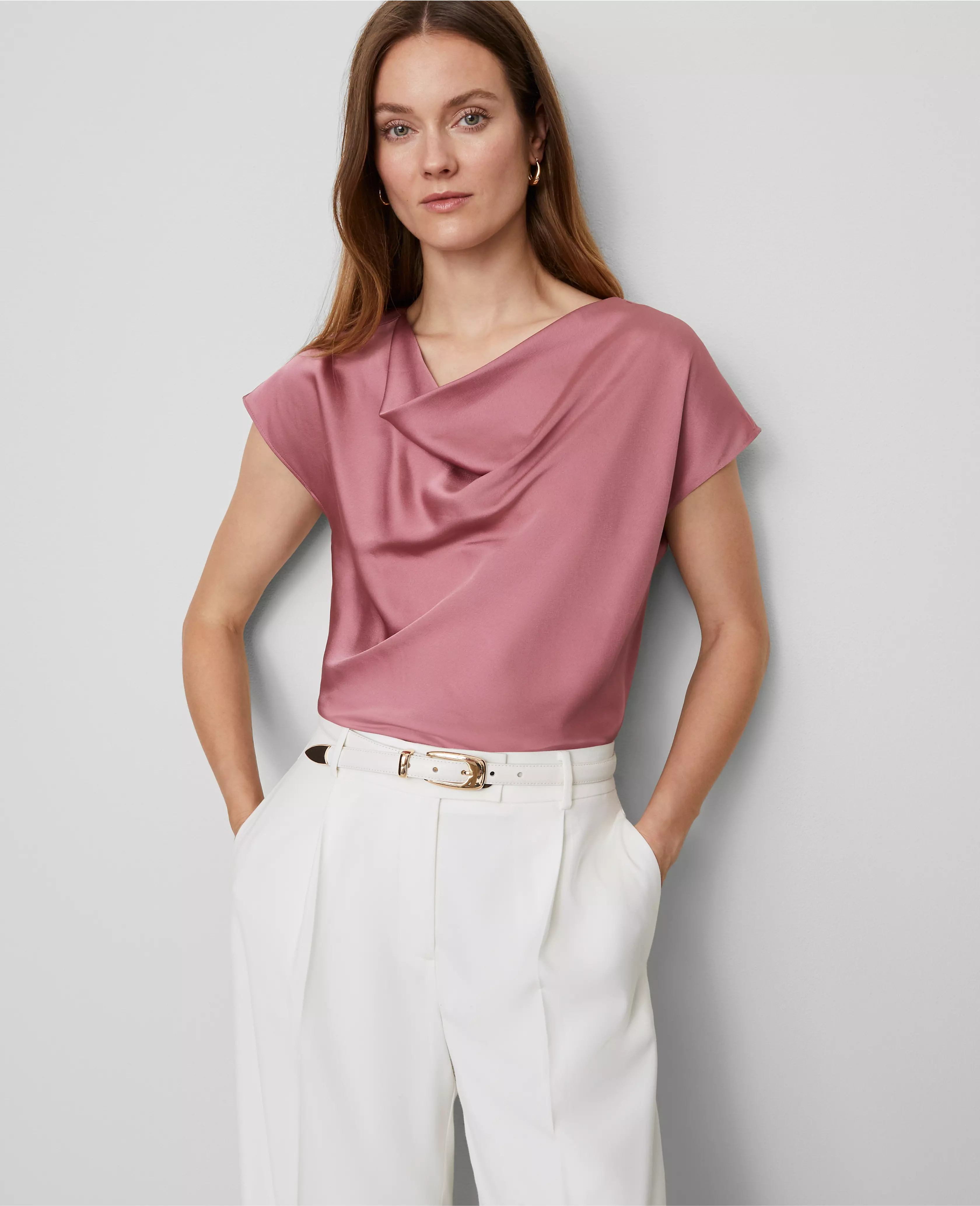 Satin Cowl Neck Top | Ann Taylor