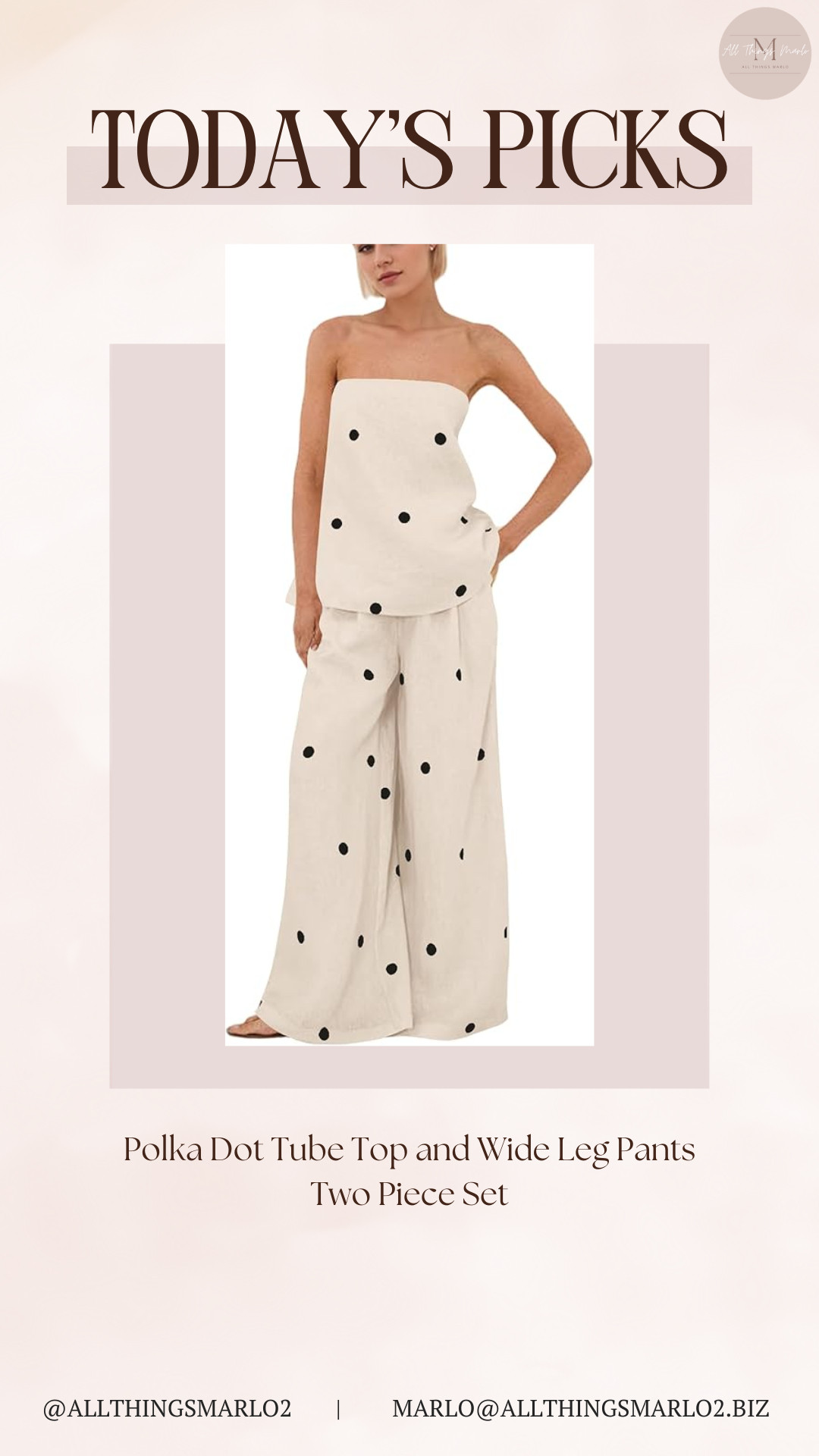 Polka Dot Tube Top and Wide Leg Pants Two Piece Set 

 #LTKootd #LTKWorkwear #LTKTravel