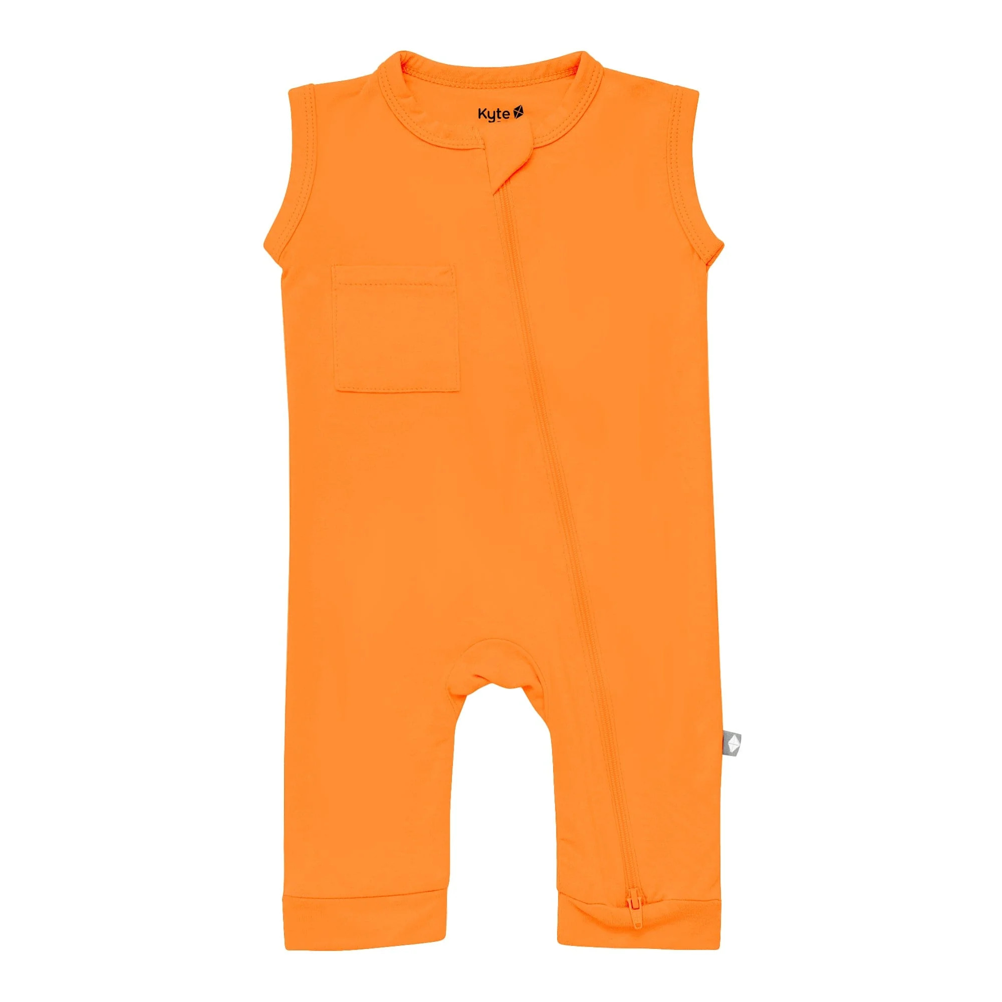 Zippered Sleeveless Romper in Tangerine | Kyte BABY