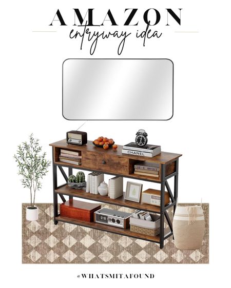 Amazon entryway idea, amazon foyer idea, entryway inspo, foyer inspo, entryway table, entryway storage, entryway console table, checkered rug, checkered runner rug, neutral runner rug, olive tree, faux olive tree, faux plant, storage basket, woven basket, wall model, black wall mirror, wide wall mirror, curved corner wall mirror, modern wall mirror 

#LTKfindsunder100 #LTKstyletip #LTKhome