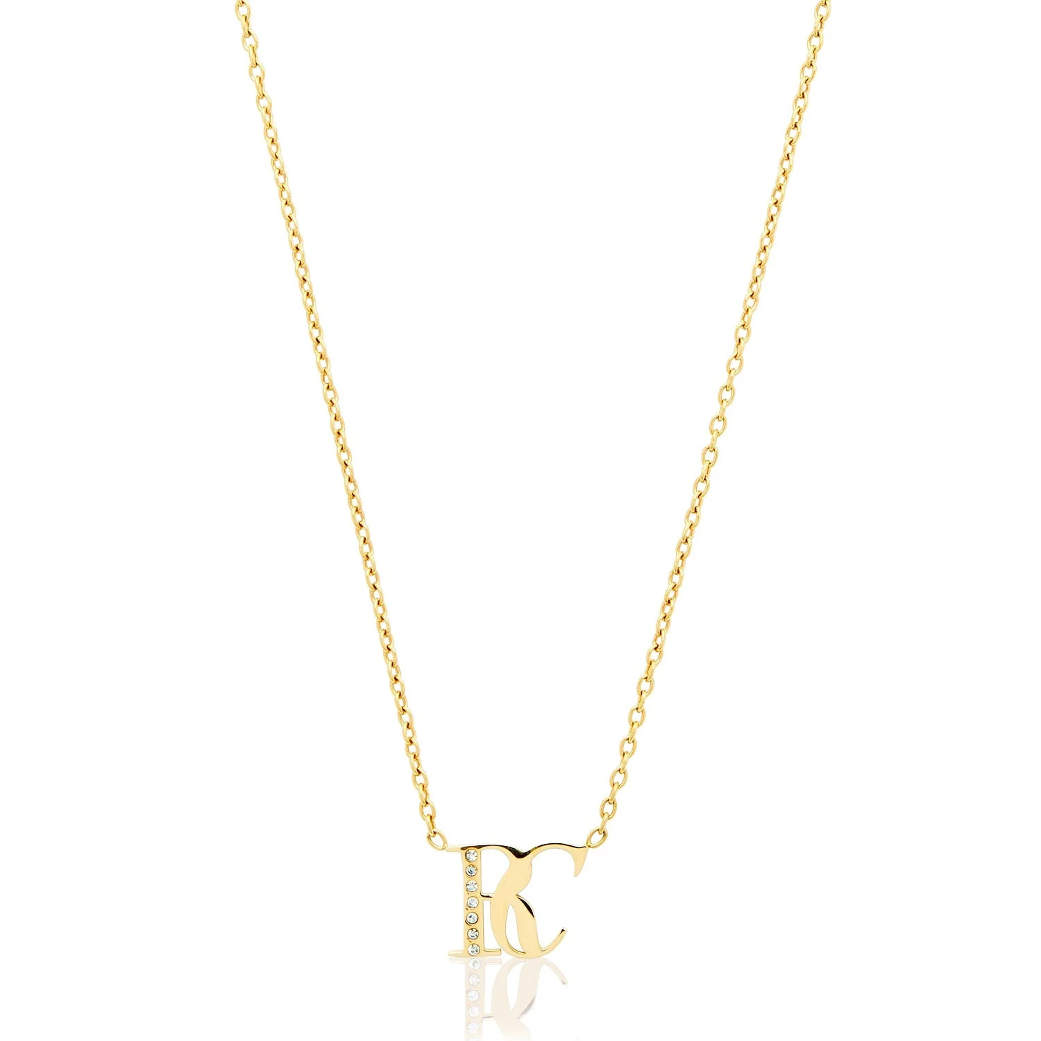 Double Initial Crystal Necklace (Gold) | Abbott Lyon