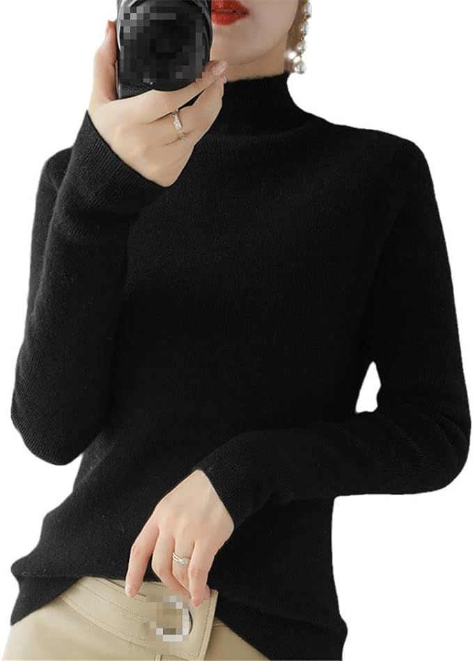 YTR6RTW Half Turtleneck Cashmere Sweater Women Winter Cashmere Jumpers Knit Female Long Sleeve Th... | Amazon (UK)