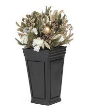 36in Outdoor Safe Greenery Porch Pot With Ornaments | TJ Maxx