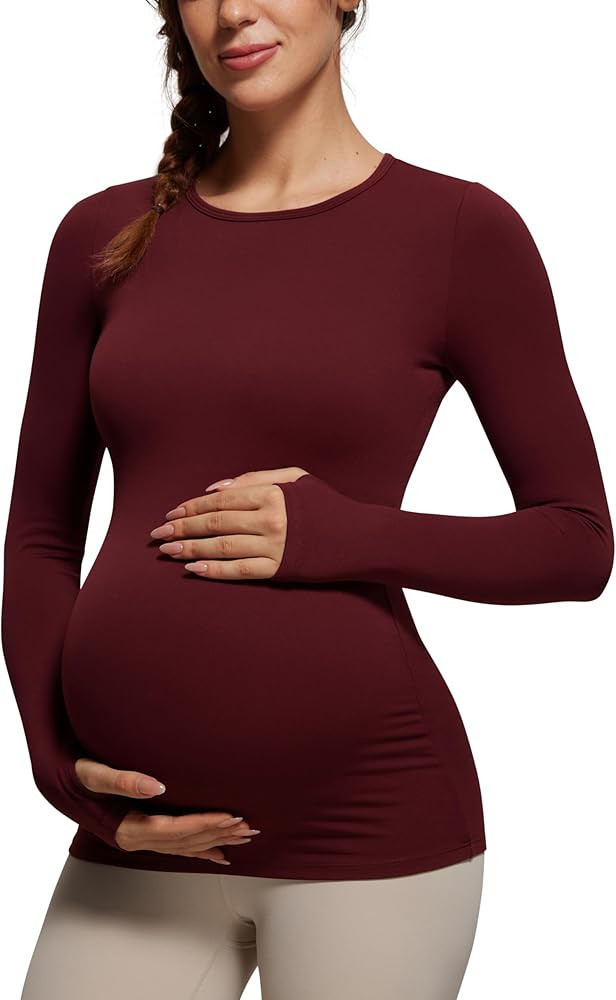 CRZ YOGA Womens Butterluxe Long Sleeve Maternity Tops Crewneck Pregnancy Basic Shirts Soft Athlet... | Amazon (US)