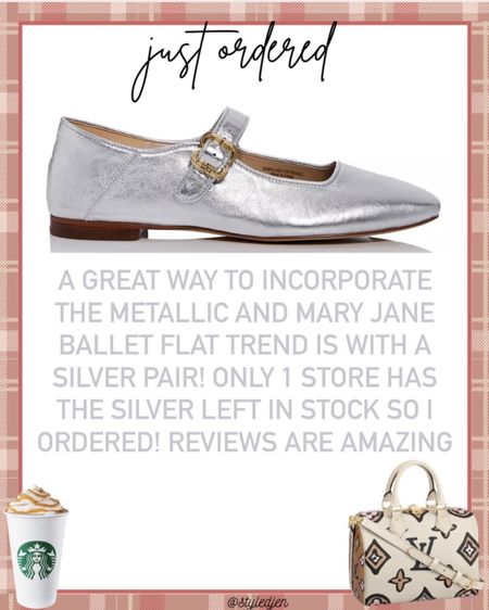 Sam Edelman metallic silver Mary Jane ballet flats for fall! A GREAT WAY TO INCORPORATE THE METALLIC AND MARY JANE BALLET FLAT TREND IS WITH A SILVER PAIR! ONLY 1 STORE HAS THE SILVER LEFT IN STOCK SO I ORDERED! REVIEWS ARE AMAZING 



#LTKstyletip #LTKSeasonal #LTKshoecrush
