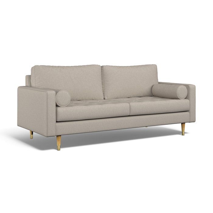 Coco Mid-Century Soft Brushed 3 Seater Sofa with Natural Wood Legs | La Redoute (UK)