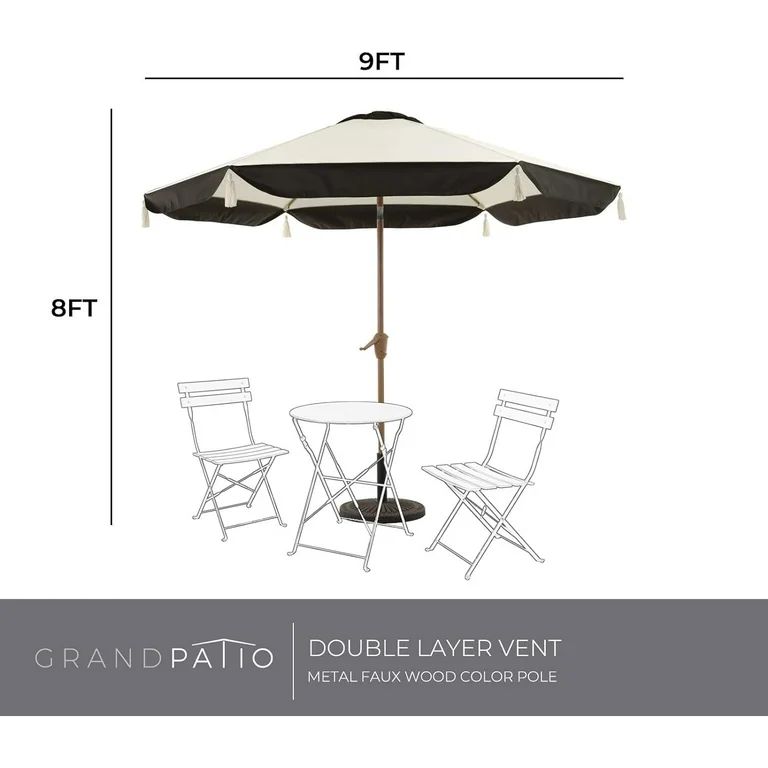 Grand Patio Ourdoor 9-Ft Patio Umbrella with Fringe Tessels Market Umbrella w/ Push Button Tilt &... | Walmart (US)