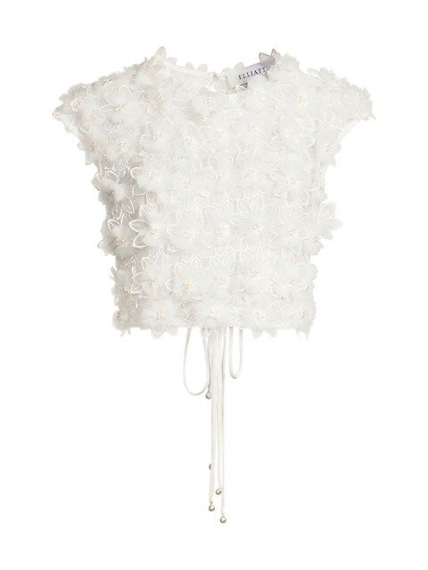 Elliatt Lotus Embellished Floral Crop Top | Saks Fifth Avenue