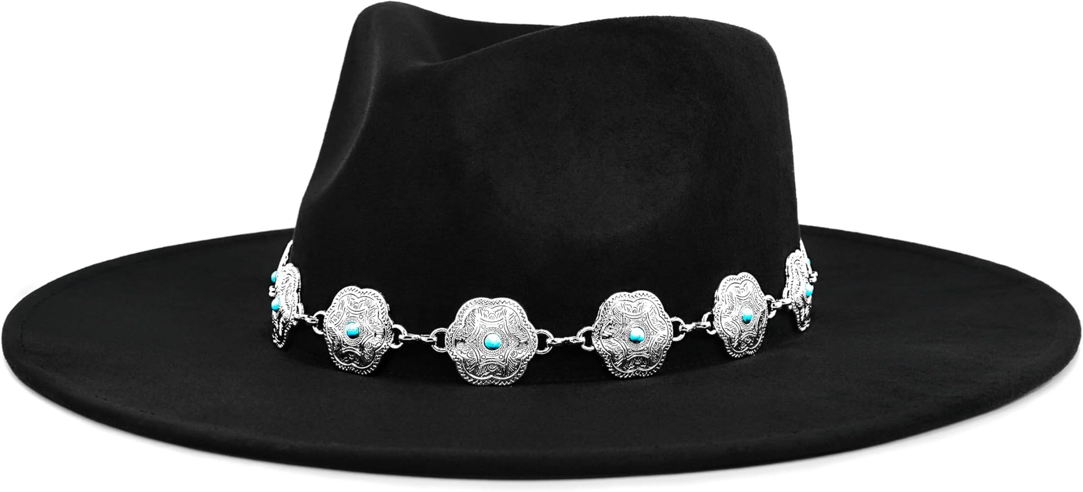 Big Wide Brim Boho Western Hat for Women and Men - Felt Rancher Fedora Hat with 4 inches Flat Bri... | Amazon (US)