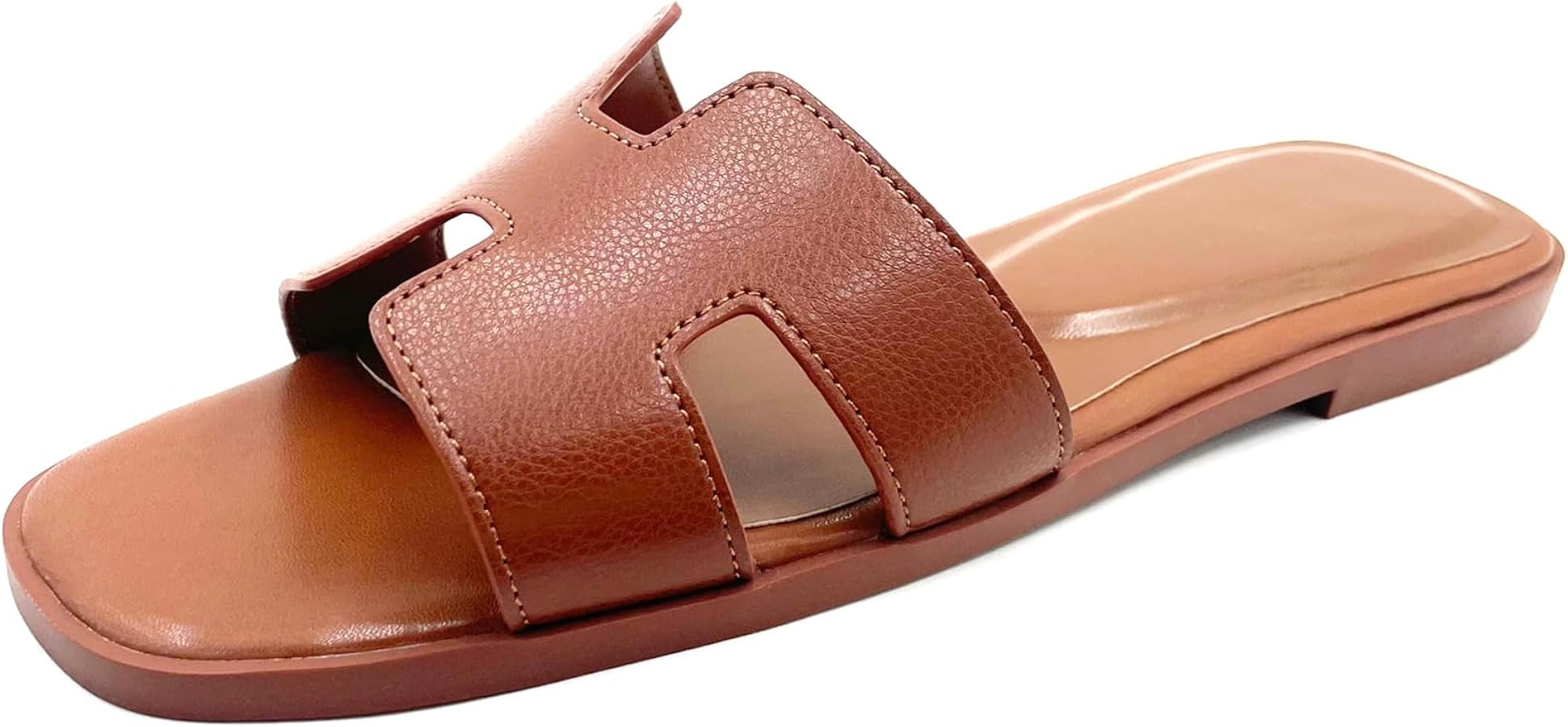 Women's Flat Sandals.Flat Sandals with Unique Design, PU Leather Handcrafted Slippers,Versatile f... | Amazon (US)