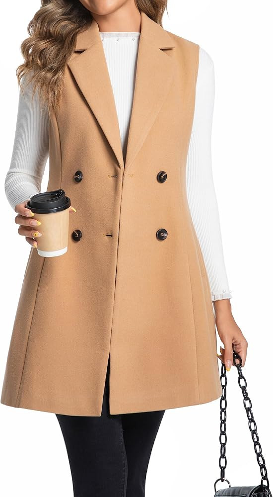 IDEALSANXUN Long Vest for Women Sleeveless Tweed Blazer Fall Jackets Cardigan Outerwear | Amazon (US)
