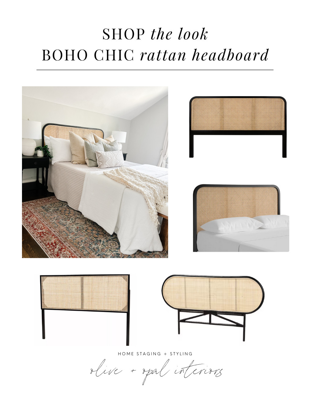 We love the look at this rattan headboard with a black frame. It's clean and simple, yet gives the bedroom and cool and modern vibe when paired with neutral bedding. 

 #LTKHome #LTKStyleTip #LTKBeauty