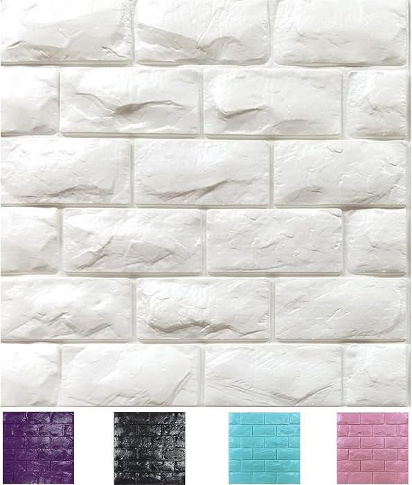 30PCS 3D Wall Panels Peel and Stick Faux Brick Wallpaper White Self Adhesive Foam Brick Paneling ... | Amazon (US)