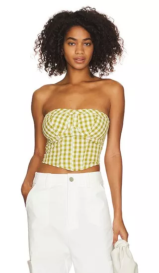 Gingham deals strapless top