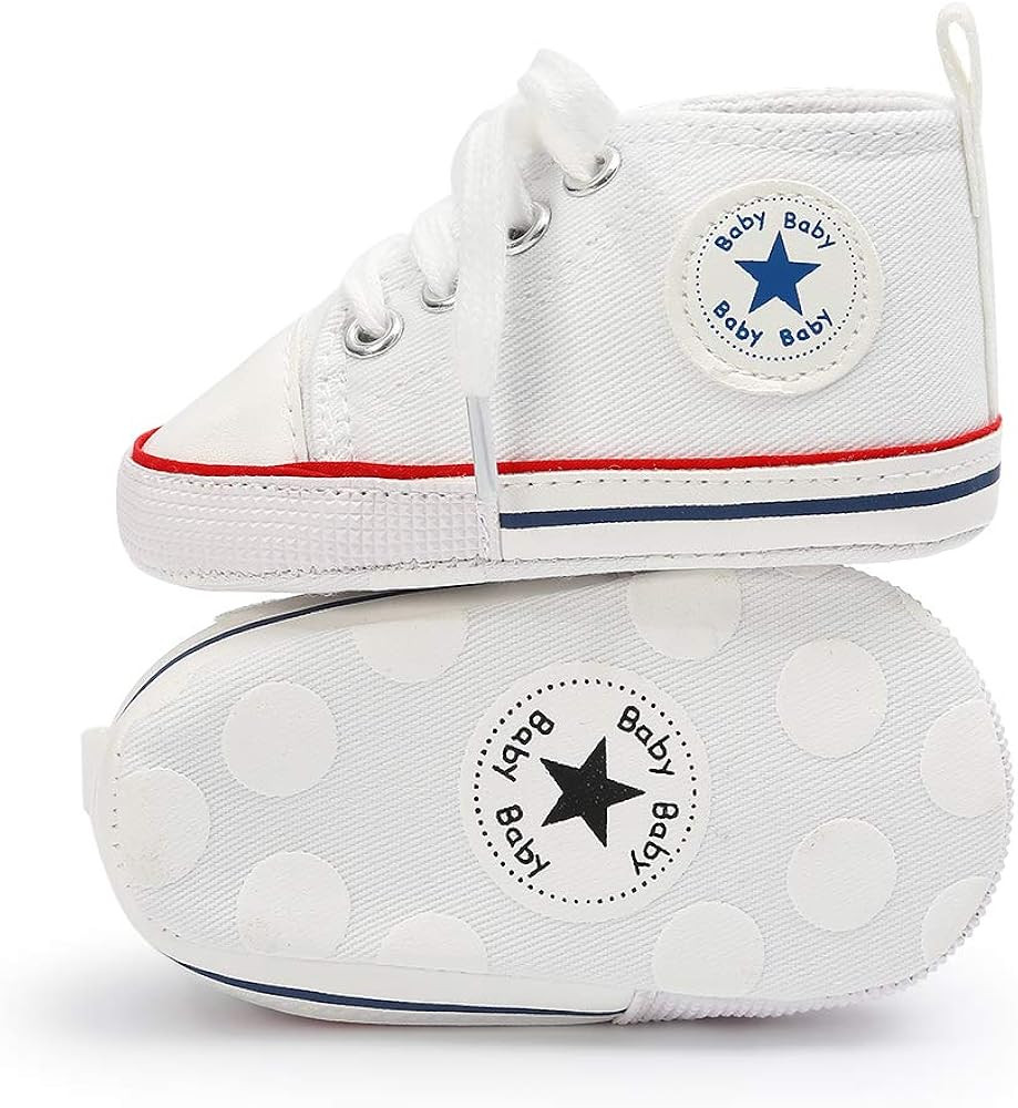 KIDSUN Unisex Baby Boy Girl Canvas Sneaker Soft Sole Infant Lace up Newborn Ankle Toddler First Walk | Amazon (US)