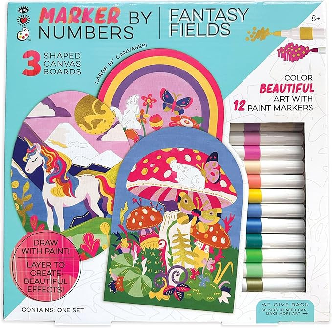 Bright Stripes iHeartArt Marker by Numbers for Kids Ages 8+ | Fantasy Fields Kit with Unicorn & W... | Amazon (US)