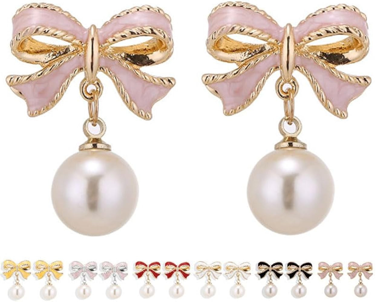 Bow Bow Drop Earrings for Women Pearl and Crystal Stud Earrings for Party, Wedding, Prom | Amazon (US)