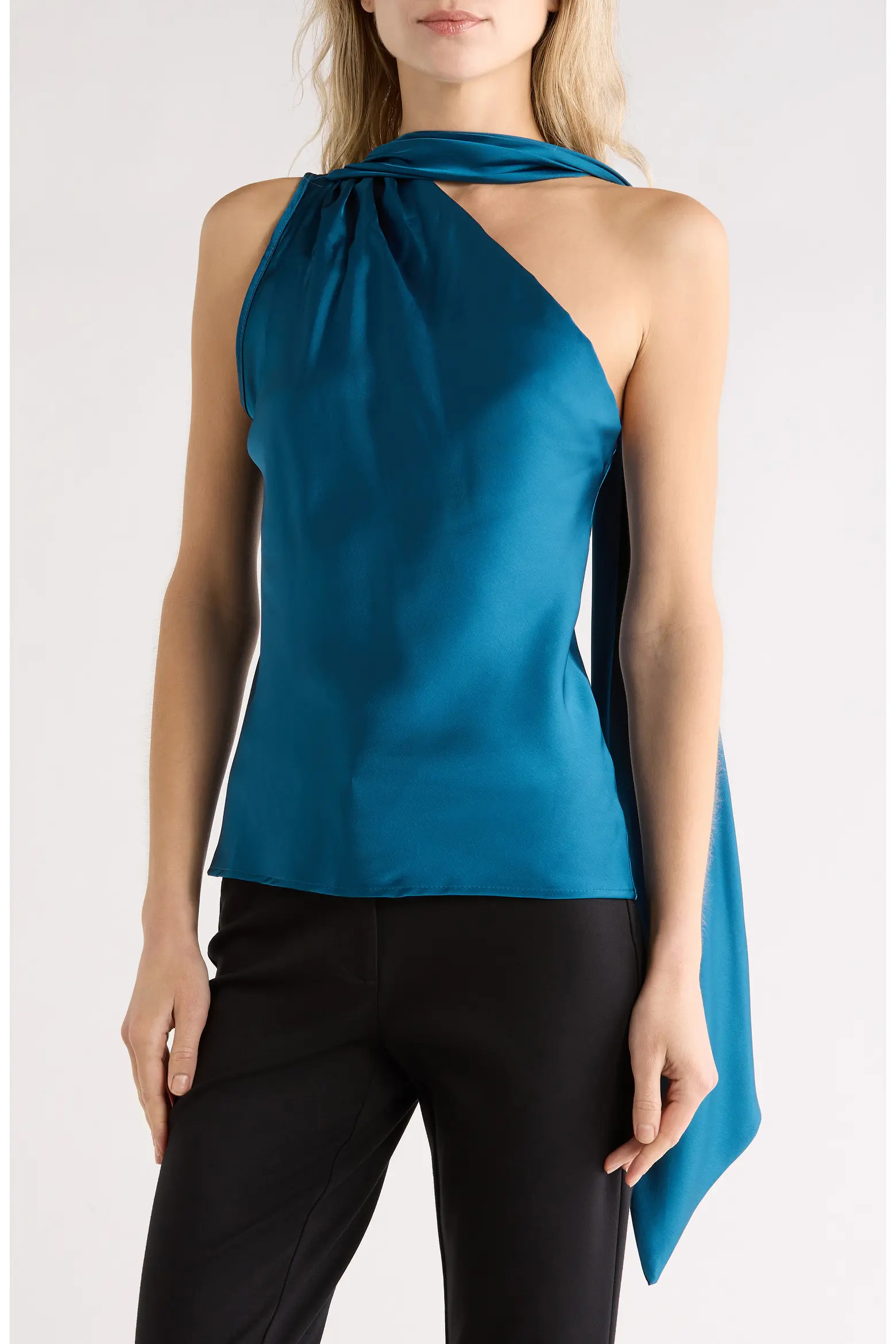 Renee C Scarf Detail One-Shoulder Satin Top (Women) | Nordstromrack | Nordstrom Rack