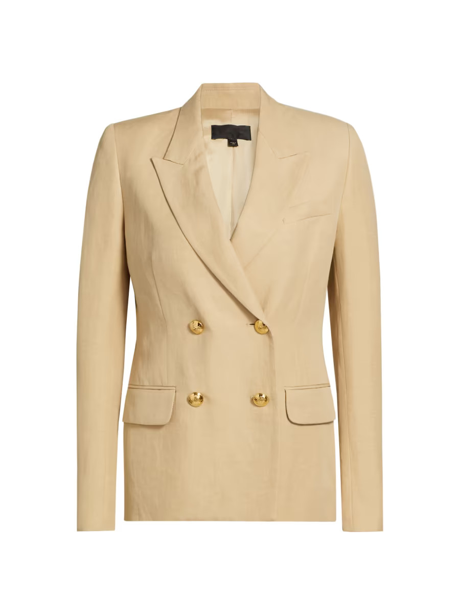 Nili Lotan Veda Linen-Silk Double-Breasted Jacket | Saks Fifth Avenue | Saks Fifth Avenue