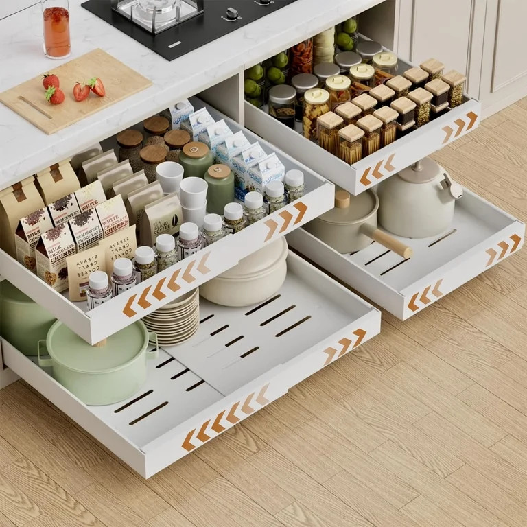 Gimgong Expandable Pull-Out Organizers for Canned Goods with Screws, Upgrade  3 Slide Rails, Whit... | Walmart (US)