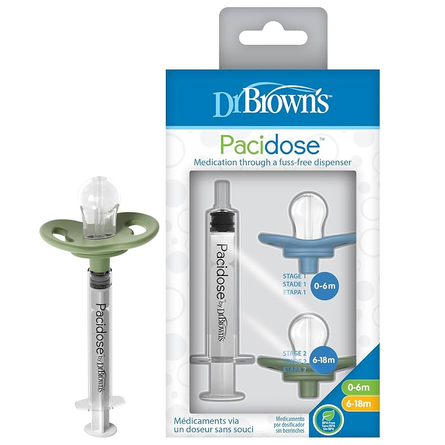 Dr. Brown's Pacidose Pacifier and Liquid Baby Medicine Dispenser with Oral Syringe and Two Sizes ... | Amazon (US)